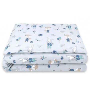   Baby Shop ágynemű huzat 100*135 cm - kék róka és nyuszi 