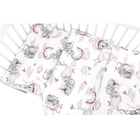 Baby Shop ágynemű huzat 100*135 cm - szivárványos elefánt rózsaszín 