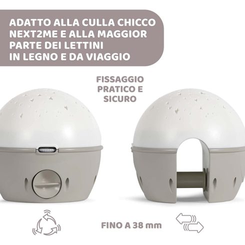 Chicco NEXT2 STARS babaágyra rögzíthető projektor plüss macival - Neutral