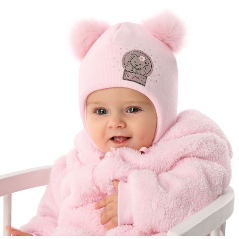 Marika téli sapka pamuttal bélelve (40) - "MISIA" rózsaszín 