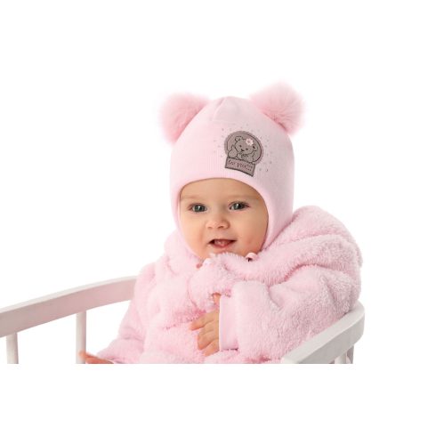 Marika téli sapka pamuttal bélelve (40) - "MISIA" rózsaszín 