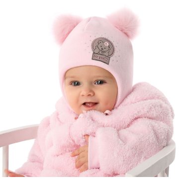   Marika téli sapka pamuttal bélelve (42) - "MISIA" rózsaszín 