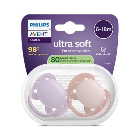 Philips AVENT SCF091/43 Játszócumi Ultrasoft Premium 6-18hó lányos 2 db