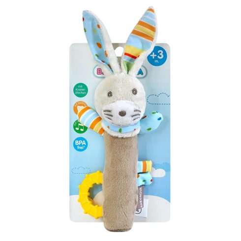 Baby-Nova pihe-puha sípoló játék rágókával - nyuszi 