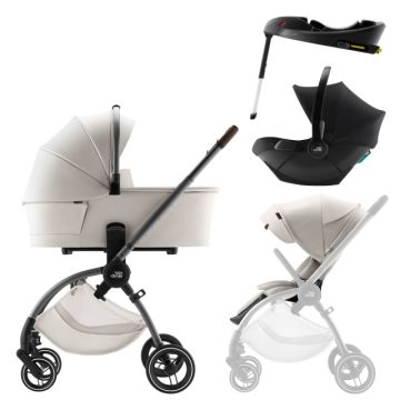   Britax Römer Rio Lux babakocsi szett (Rio babakocsi + mózeskosár) ajándék Baby-Safe Core hordozó + bázis -Soft Taupe