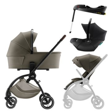   Britax Römer Rio Lux babakocsi szett (Rio babakocsi + mózeskosár) ajándék Baby-Safe Core hordozó + bázis - Urban Olive