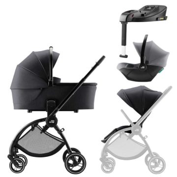   Britax Römer Rio Style babakocsi szett (Rio babakocsi + mózeskosár) ajándék Baby-Safe Core hordozó + bázis - Carbon Black
