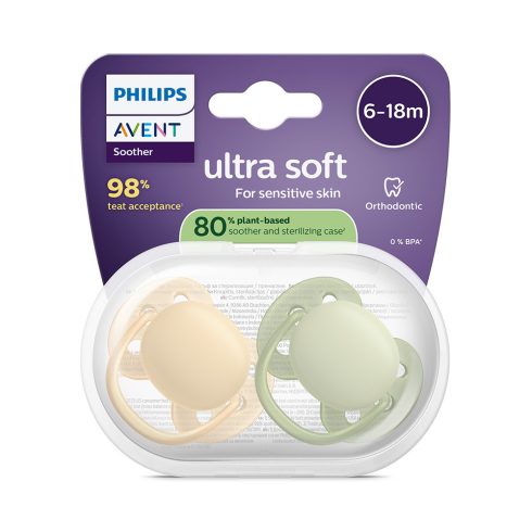 Philips AVENT SCF091/45 Játszócumi Ultrasoft Premium neutral 6-18hó 2 db