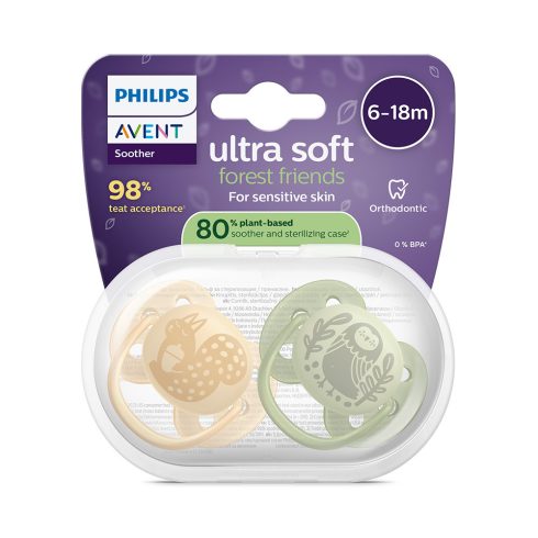 Philips AVENT SCF091/46 Ultrasoft Premium játszócumi 6-18hó (mókus/bagoly)  2 db