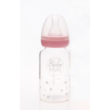 Baby Bruin hőálló üveg cumisüveg 120 ml - rózsaszín