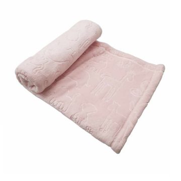 Wellsoft, nyomott mintás babatakaró 70*90 cm - rózsaszín