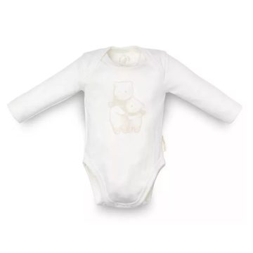   Kenguru Gold Borítéknyakú hosszújju pamut kombidressz (50-56) - Ekrü maci mintával