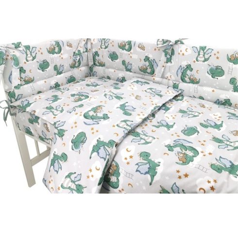 Baby Shop 3 részes ágynemű garnitúra - szürke/zöld sárkány 
