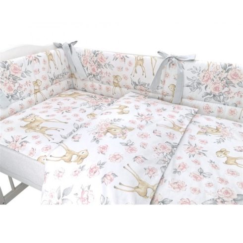 Baby Shop 3 részes ágynemű garnitúra - őzike szürke/rózsaszín 