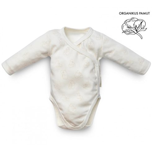 Kenguru Gold Átlapolt csecsemő kombidressz (50-56) ekrü maci mintával