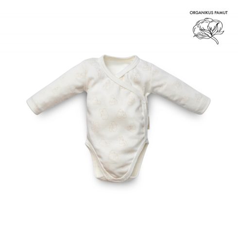 Kenguru Gold Átlapolt csecsemő kombidressz (50-56) ekrü maci mintával