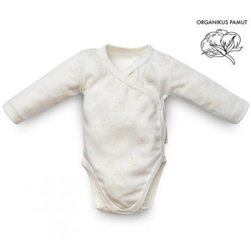   Kenguru Gold Átlapolt csecsemő kombidressz (56-62) ekrü maci mintával