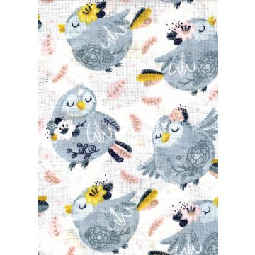 Mintás textil pelenka 1db-os - szürke madarak