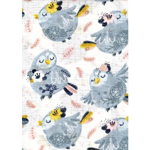Mintás textil pelenka 1db-os - szürke madarak