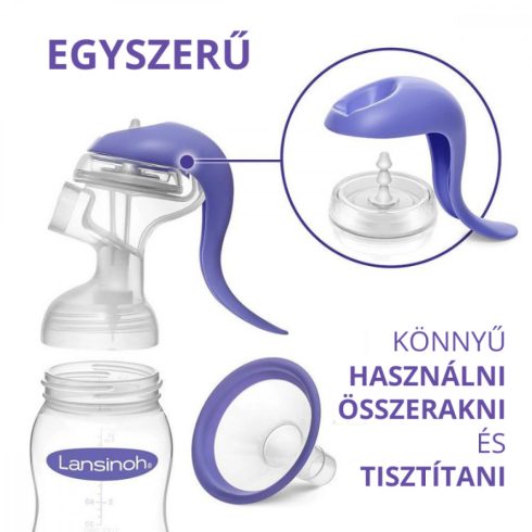 Lansinoh 2 fázisú kézi mellszívó + 160 ml cumisüveg szettben