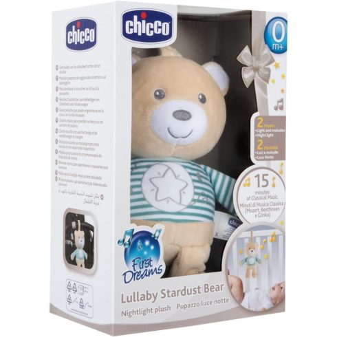 Chicco Lullaby Stardust Bear zenélő-fénylő altató plüssmackó 0 hó+