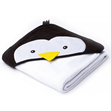 Kapucnis fürdőlepedő 100*100 cm - fehér pingvin