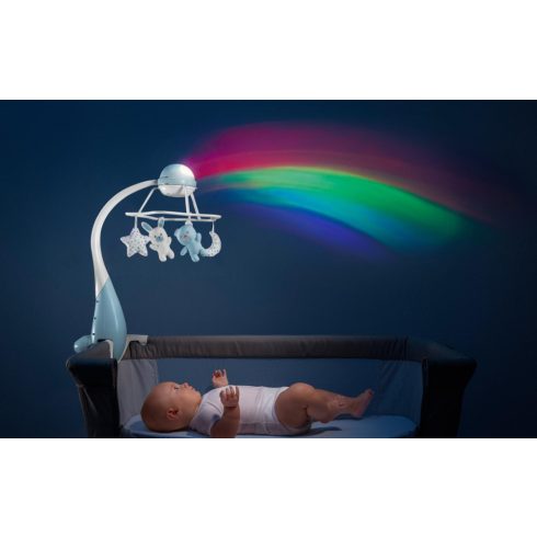 Chicco Rainbow Szivárvány zenélő forgó 3in1
kiságyjáték, projektor, éjjeli lámpa 0h + kék