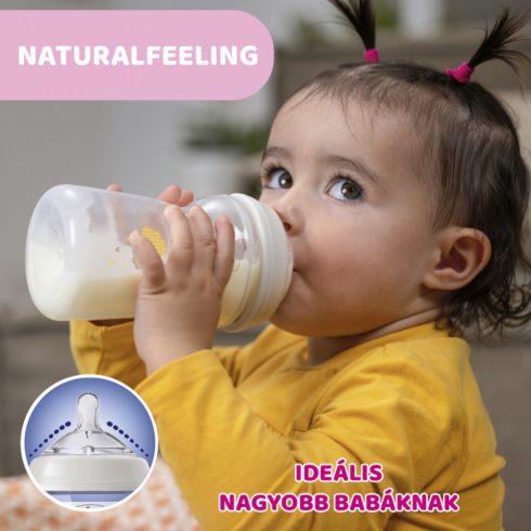 Chicco NaturalFeeling 250 ml cumisüveg közepes folyású 2 hó+ kék maci

