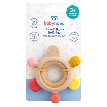 Baby-Nova szilikon és fa rágóka 3hó+ (lányos)