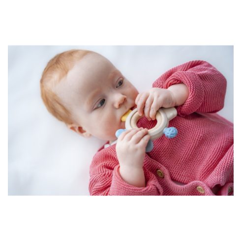Baby-Nova szilikon és fa rágóka 3hó+ (fiús)