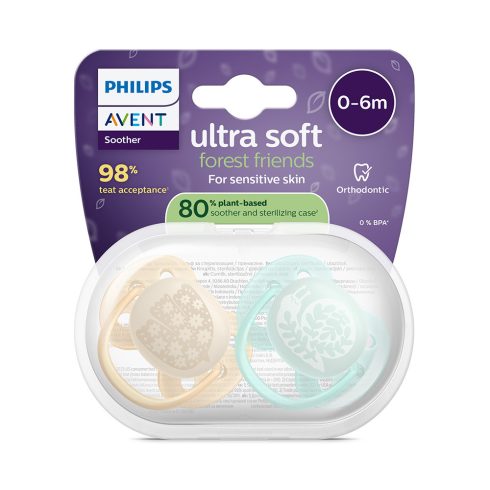 Philips AVENT SCF091/41 Játszócumi Ultrasoft Premium neutral 0-6hó mintás 2 db
