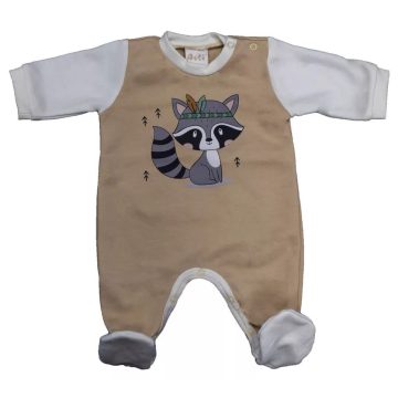   Belül bolyhos hosszú ujjú rugdalózó Mosómedve mintával (50)