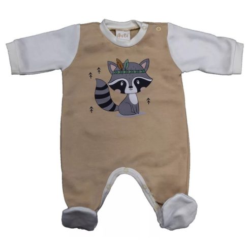 Belül bolyhos hosszú ujjú rugdalózó Mosómedve mintával (50)