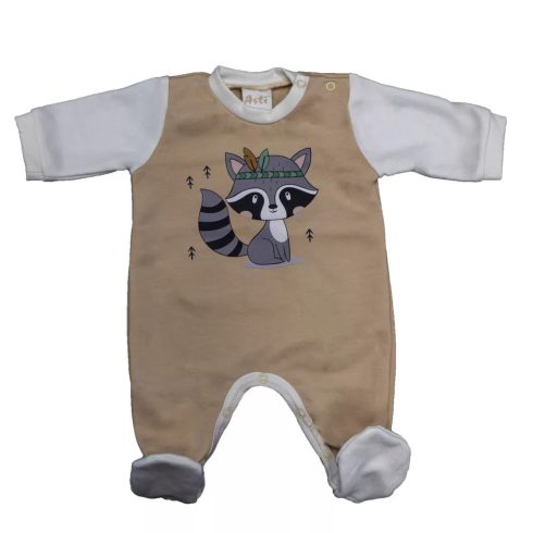 Belül bolyhos hosszú ujjú rugdalózó Mosómedve mintával (50)