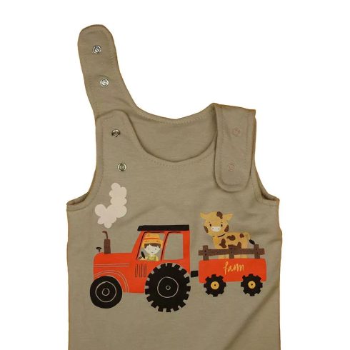 Ujjatlan baba rugdalózó traktoros mintával 2:1 méret (56-62)