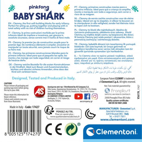 Clementoni - Baby Shark építőkocka tárolóban