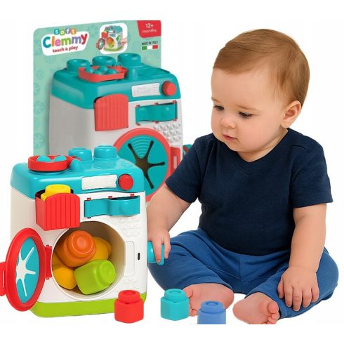 Clementoni Szenzoros mosógép puha építőkockákkal 12+hó