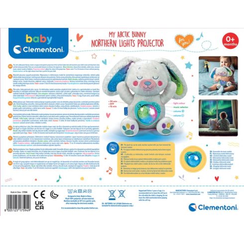 Clementoni Plüss nyuszi északi fény projektor 0+hó
