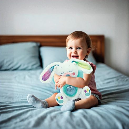 Clementoni Plüss nyuszi északi fény projektor 0+hó