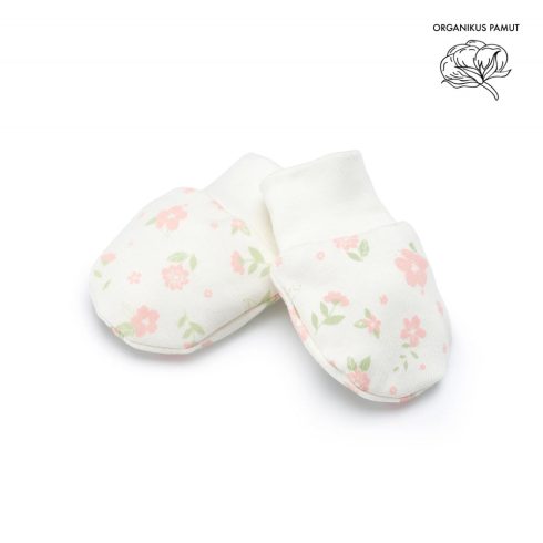 Kenguru Gold Organikus pamut kesztyű (50-56) - Ekrü  virág mintás