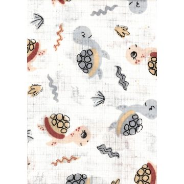 1db-os mintás textil pelenka - szürke/barna teknősbéka 