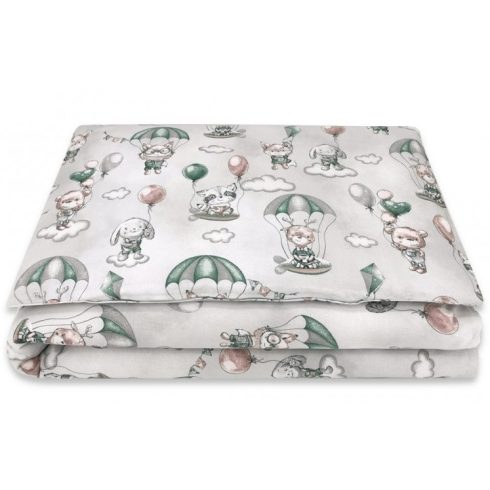 Baby Shop 5 részes babaágynemű - szürke/zöld lufis állatok