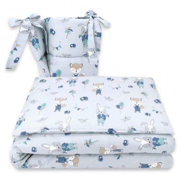   Baby Shop 3 részes ágynemű garnitúra - kék róka és nyuszi