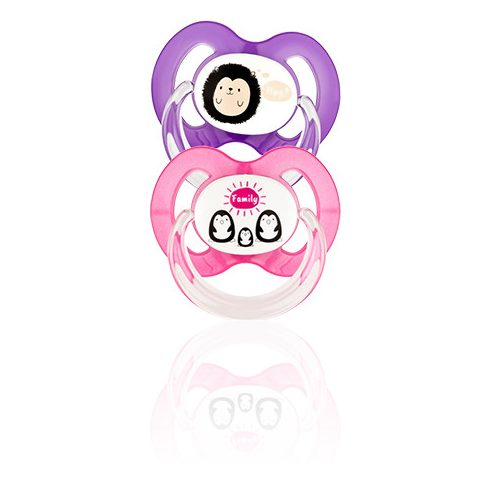 Baby-Nova szilikon fogszabályzós cumi 18+ hó 2db/csom. - lila süni/ pink pingvin