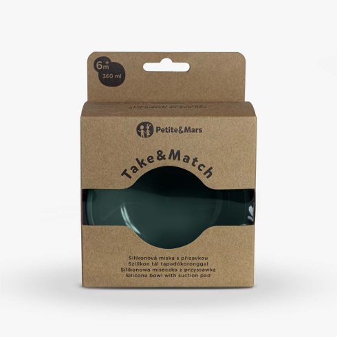 PETITE&MARS Szilikon tál tapadókoronggal TAKE&MATCH Misty Green 6m+