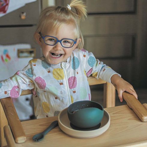 PETITE&MARS Szilikon tál tapadókoronggal TAKE&MATCH Misty Green 6m+