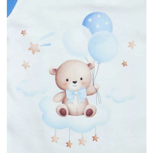 Belül bolyhos elöl patentos hosszú ujjú baba rugdalózó macis mintával kék (62)