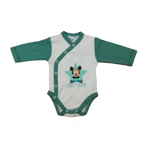 Disney Mickey elöl patentos hosszú ujjú body (68) - zöld 