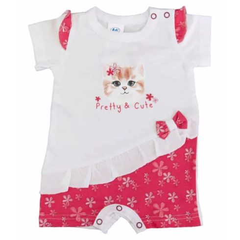 Bébi fodros napozó cicás mintával  Virágos (68)