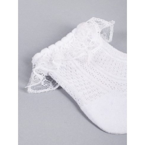 Yo! Baby pamut zokni 6-9 hó - fehér mintás,csipkés